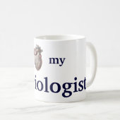 Mug Anatomie humaine vintage, J'Aime Mon Cardiologue (Devant droit)