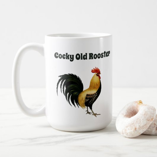 Mug "Ancien coq" avec le graphique d'un coq (Avec donut)