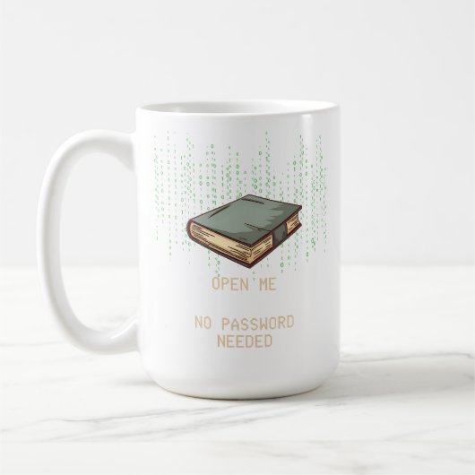 Mug Ancien livre avec devis de code binaire pour Geek (Gauche)