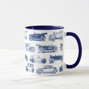 Mug Ancien Motif de voiture Bleu Blanc Vintage