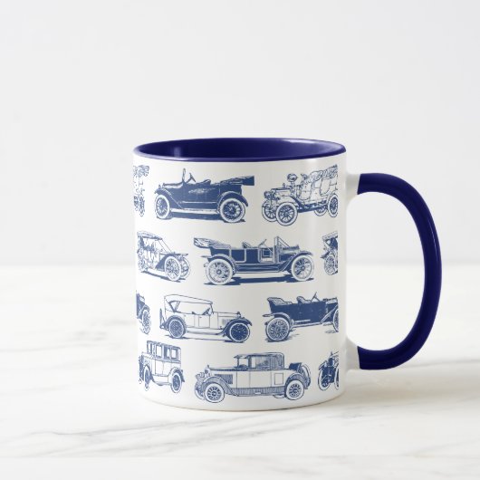 Mug Ancien Motif de voiture Bleu Blanc Vintage (Droite)