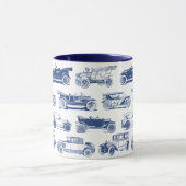 Mug Ancien Motif de voiture Bleu Blanc Vintage (Centre)