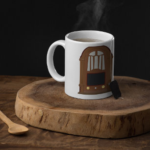 Mug Ancien poste de radio à tubes en bois antique stér