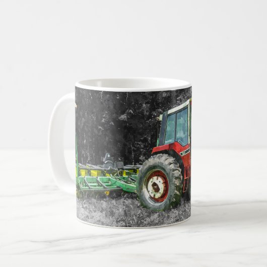 Mug Ancien tracteur international de pâte à café peint (Devant gauche)