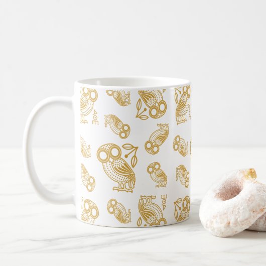 Mug Ancient Greek Athenian Owl Pattern (Avec donut)