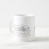 Mug Ancrage, Alaska| Ligne Skyline Stylisée Ville (Devant gauche)