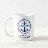 Mug Ancrage bleu et le nom du bateau-frontière de la c (Gauche)