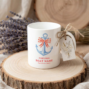 Mug Ancre aquarelle nautique personnalisée