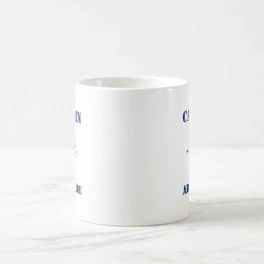 Mug Ancre Bleu Compass Capitaine Ajouter un nom ou un (Centre)