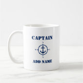 Mug Ancre Bleu Compass Capitaine Ajouter un nom ou un (Gauche)