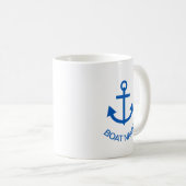 Mug Ancre Bleu Personnalisé Votre Nom De Bateau (Devant droit)