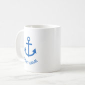 Mug Ancre Bleu Personnalisé Votre Nom De Bateau (Devant gauche)