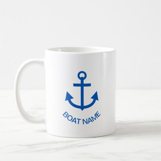 Mug Ancre Bleu Personnalisé Votre Nom De Bateau (Gauche)