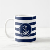 Mug Ancre, Bleu Roue Du Navire Et Blancs (Gauche)