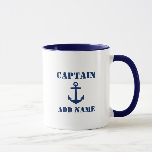 Mug Ancre bleue Commandant Ajouter un nom ou un nom de (Droite)