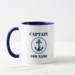Mug Ancre bleue et corde Nom et nom du bateau