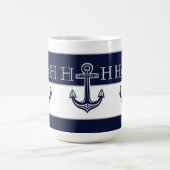 Mug Ancre bleue marine Monogramme côtier (Centre)