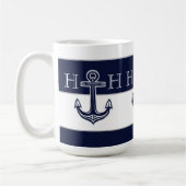 Mug Ancre bleue marine Monogramme côtier (Gauche)