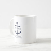 Mug Ancre Bleue marine Nautique Groomsmen personnalisé (Devant gauche)