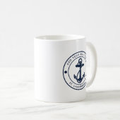 Mug Ancre bleue marine personnalisée Nom du bateau (Devant droit)