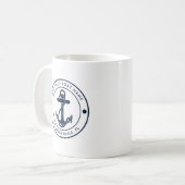 Mug Ancre bleue marine personnalisée Nom du bateau (Devant gauche)