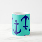 Mug Ancre Bleue Marine Sur Décor Côtier Turquoise (Centre)