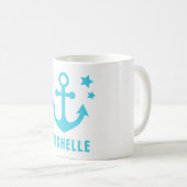 Mug Ancre Bleue Milieu Clipart et Étoiles Nautiques (Devant droit)