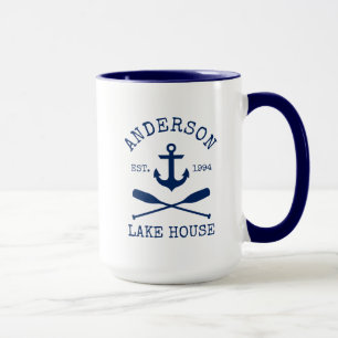 Mug Ancre Bleue Nautique Nom Lake House Grand