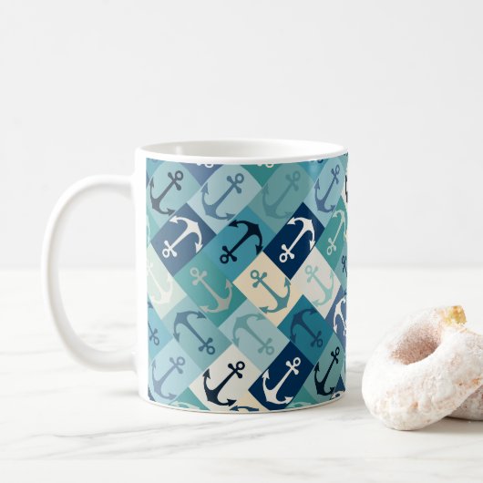 Mug ancre chevron bleu (Avec donut)