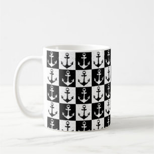 Mug Ancre de À damiers en noir et blanc