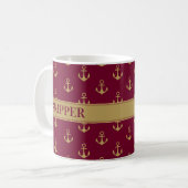 Mug Ancre de bateau nautique Skipper voilier Rouge (Devant gauche)