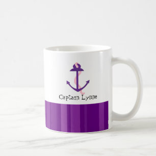 Mug Ancre de bateau violet nautique