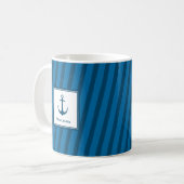Mug Ancre de nom nautique rayée de la marine moderne (Devant gauche)