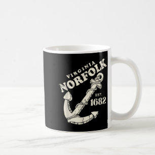 Mug Ancre de voilier vintage Norfolk Virginie EST 1682