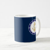 Mug Ancre dorée centrale Marine Bleu Nautique (Devant droit)