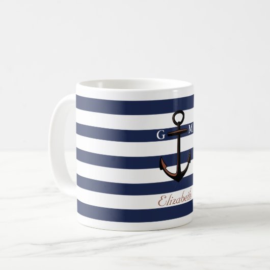Mug Ancre en laiton nautique faite sur commande de (Devant gauche)