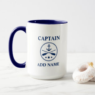 Mug Ancre et aviron avec nom de capitaine ou de bateau