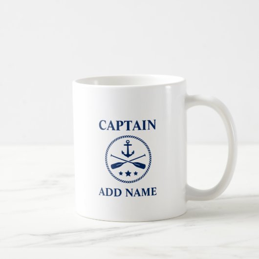 Mug Ancre et aviron avec nom du capitaine ou du bateau (Droite)