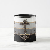 Mug Ancre et corde nautiques (dégradé noir) (Centre)
