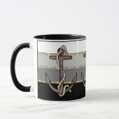 Mug Ancre et corde nautiques (dégradé noir) (Gauche)