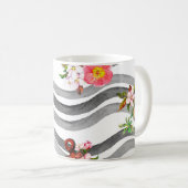 Mug Ancre, fleurs et vagues. Motif sans faille (Devant droit)
