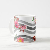 Mug Ancre, fleurs et vagues. Motif sans faille (Devant gauche)