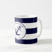 Mug Ancre marine Famille Bleu et Blanc Stripes (Devant droit)