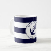 Mug Ancre marine Famille Bleu et Blanc Stripes (Devant gauche)