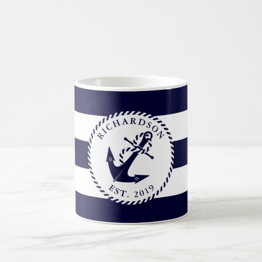 Mug Ancre marine Famille Bleu et Blanc Stripes (Centre)