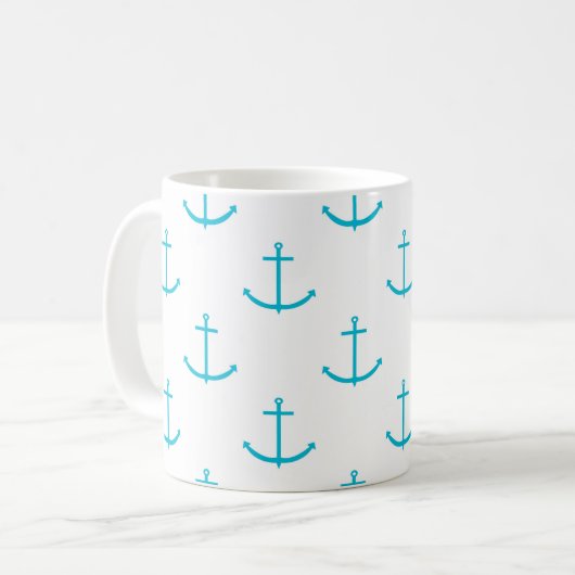 Mug Ancre Motif bleu turquoise (Devant gauche)