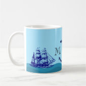 Mug Ancre nautique avec double monogramme (Gauche)