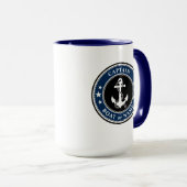 Mug Ancre nautique Capitaine Bateau ou Nom Grand 2 Côt (Devant droit)