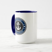 Mug Ancre nautique Capitaine Bateau ou Nom Grand 2 Côt (Devant gauche)