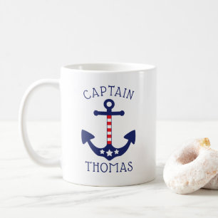 Mug Ancre nautique Capitaine patriotique Ajouter un no